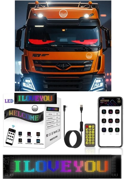 92 cm LED Panel Yazı Yazan Telefon Kontrollü LED Ekran Kamyon Otobüs Iş Yeri Araba Cam Duvar