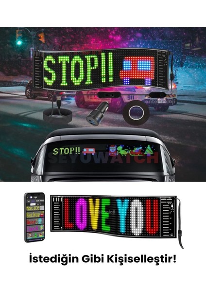 92 cm LED Panel Yazı Yazan Telefon Kontrollü LED Ekran Kamyon Otobüs Iş Yeri Araba Cam Duvar indirimleri