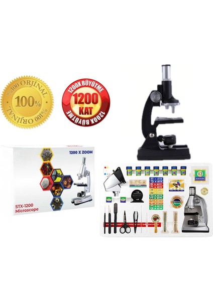 STX-1200 Mikroskop Set - 1200 Kat Büyütme - Eğitici ve Öğretici - Geleceğin Bilim Insanı Olun! fiyatları