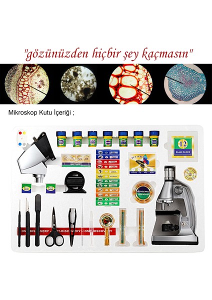 STX-1200 Mikroskop Set - 1200 Kat Büyütme - Eğitici ve Öğretici - Geleceğin Bilim Insanı Olun! modelleri
