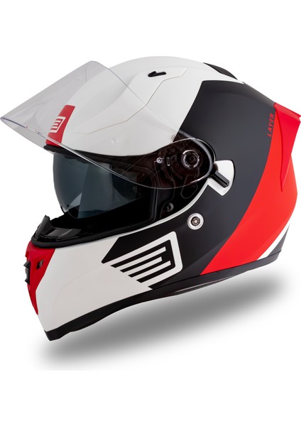 Strada Layer Matsiyah-Kırmızı-Beyaz Kask ( Güneş Vizörlü ) fiyatları