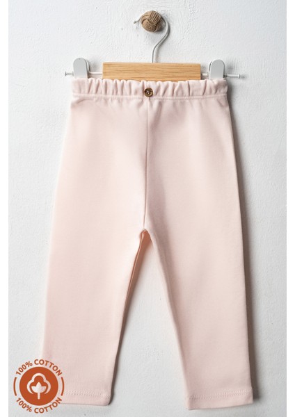 Unisex Bebek Düğme Detaylı Tayt Model %100 Organik Pamuklu Penye Bebek Pantolon Tek Alt 3lü Set