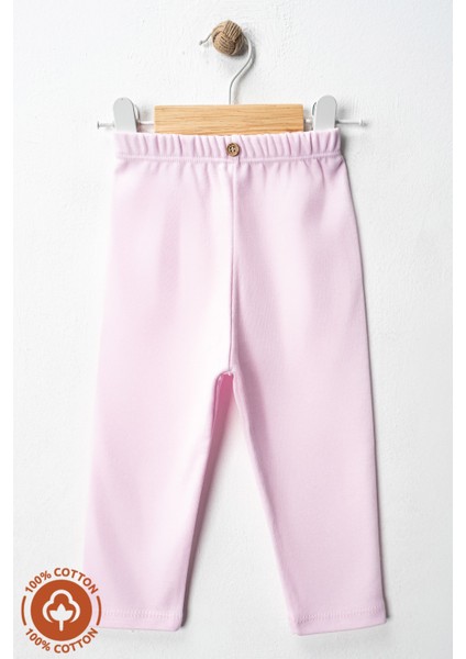 Unisex Bebek Düğme Detaylı Tayt Model %100 Organik Pamuklu Penye Bebek Pantolon Tek Alt 3lü Set