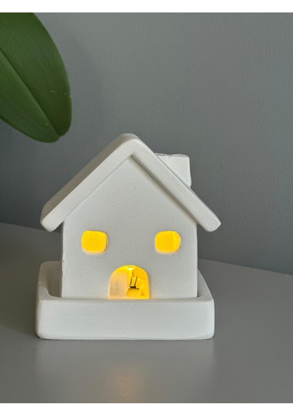 Boyanabilir Tütsülük ve Gece Lambası Dekoratif Ev + Pilli Işık