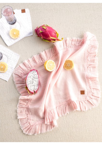 Frilled Linen Keten 2'li Amerikan Servis Pembe 30 x 45