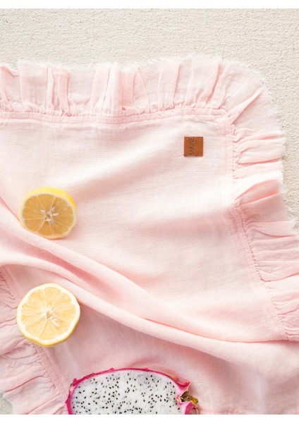 Frilled Linen Keten 2'li Amerikan Servis Pembe 30 x 45
