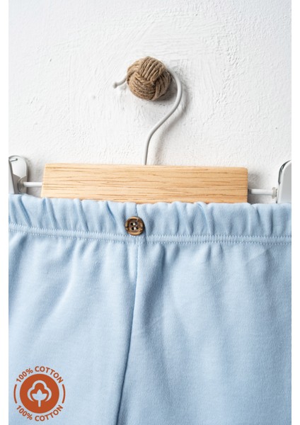 Unisex Bebek Düğme Detaylı Tayt Model %100 Organik Pamuklu Penye Bebek Pantolon Tek Alt 3lü Set