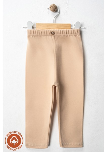 Unisex Bebek Düğme Detaylı Tayt Model %100 Organik Pamuklu Penye Bebek Pantolon Tek Alt 3lü Set