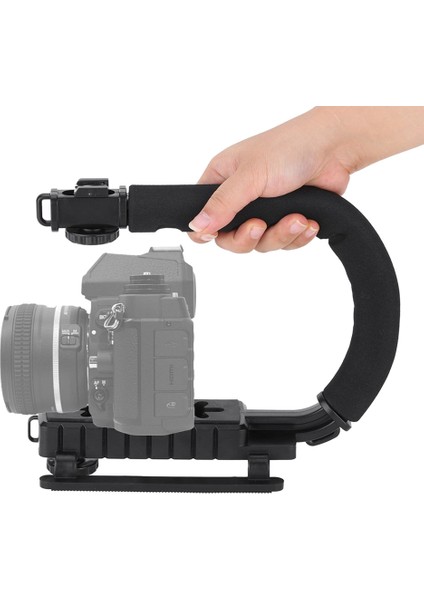 Uc Şekilli Tutucu Tutacağı Video Elde Taşınabilir Sabitleyici Tutucu Tutacağı Flaş Braketi Montaj Adaptörü Dslr Slr Için Tek Sıcak Yuva (Yurt Dışından)