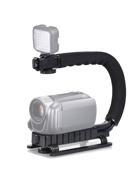 Uc Şekilli Tutucu Tutacağı Video Elde Taşınabilir Sabitleyici Tutucu Tutacağı Flaş Braketi Montaj Adaptörü Dslr Slr Için Tek Sıcak Yuva (Yurt Dışından)