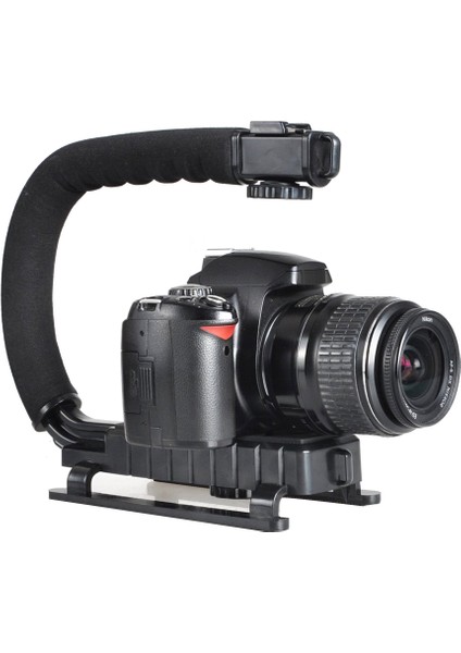 Uc Şekilli Tutucu Tutacağı Video Elde Taşınabilir Sabitleyici Tutucu Tutacağı Flaş Braketi Montaj Adaptörü Dslr Slr Için Tek Sıcak Yuva (Yurt Dışından)