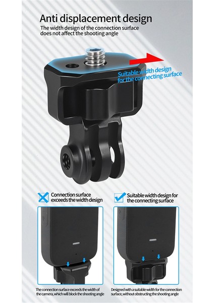 Yükseltilmiş 2. Gopro Üç Karttan 1/4 Adaptörüne Alai Konumlandırma Sökme Sabit Montaj Tabanı, Siyah Kırmızı A (Yurt Dışından)