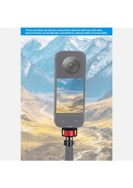 Yükseltilmiş 2. Gopro Üç Karttan 1/4 Adaptörüne Alai Konumlandırma Sökme Sabit Montaj Tabanı, Siyah Kırmızı A (Yurt Dışından)