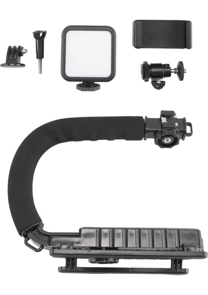 Taşınabilir El Dv Kamera Braketi Sabitleyici + Tüm Slr Kameralar ve Dv Için Soğuk Ayakkabı Tripod Kafası ile LED Dolgu Işığı Kiti (Yurt Dışından) indirimleri