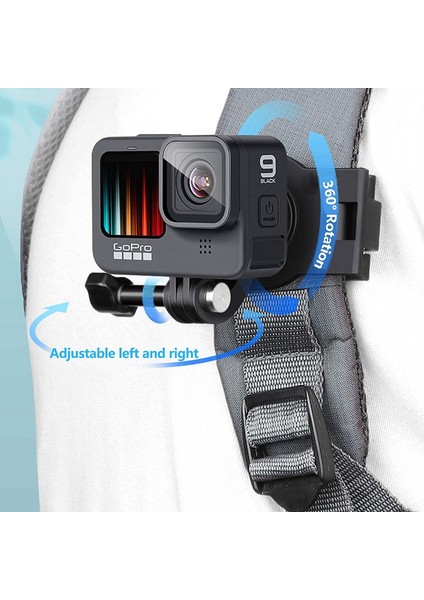 Sırt Çantası Tutucu 360 Derece Dönebilir Ayarlanabilir Açı Sırt Çantası Omuz Askısı Montajı Gopro Hero 9 INSTA360 Djı Osmo Için (Yurt Dışından)