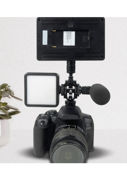 Üçlü Sıcak Ayakkabı Montaj Adaptörü Çift Vidalı Braketi Standı Tutucu Dslr Kamera Için LED Video Mikrofon Flaş Işığı, B (Yurt Dışından)