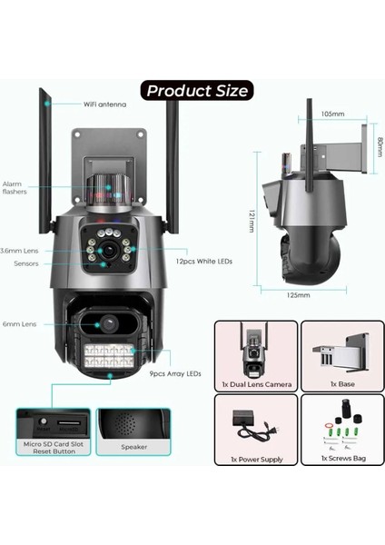 Blue Inter Int-Cmr7 Kablosuz Ptz Kamera Iç Dış Mekan Alarmlı 8x Zoom Gece Görüşlü Güvenlik Kamerası modelleri