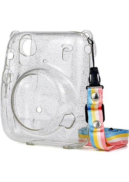 Instax Mini 11 Için Çıkarılabilir Omuz Askılı Şeffaf Mini Kamera Çantası Parıltılı Kristal Sert Kabuk (Şeffaf) (Yurt Dışından)