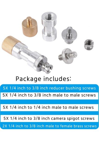 22'li Paket Kamera 1/4 Ila 1/4 Vida 1/4 Ila 3/8 Tripod Dönüştürücü Pirinç Vida Adaptörü Spigot Vida Montaj Seti Kamera Tripod Monopod Flaş Işığı (Yurt Dışından)
