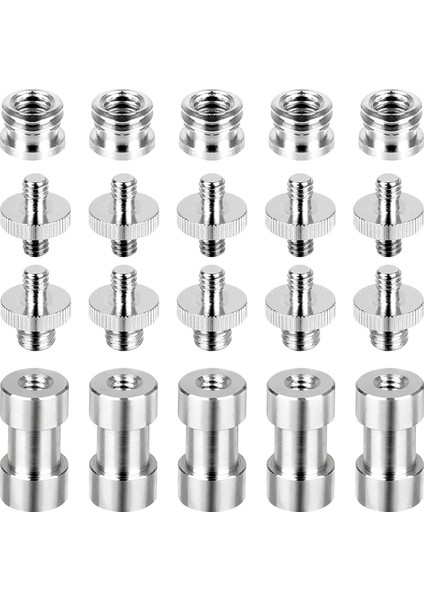 20 Adet Kamera Vida Seti 1/4 Ila 1/4, 1/4 Ila 3/8 Vida Adaptörü Dönüştürücü Dişli Vidalar Adaptör Spigot Vida Montaj Seti (Yurt Dışından)