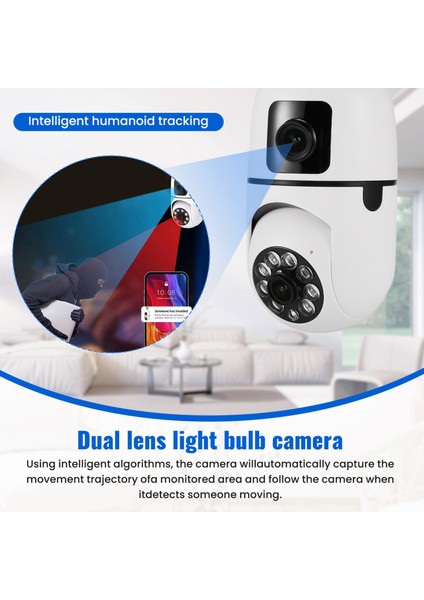 Çift Lensli Ampul Kamera Yı Iot 2 Milyon 2.4g Destek Wifi Gece Görüşü 360 Derece Ptz Kamera (Yurt Dışından)
