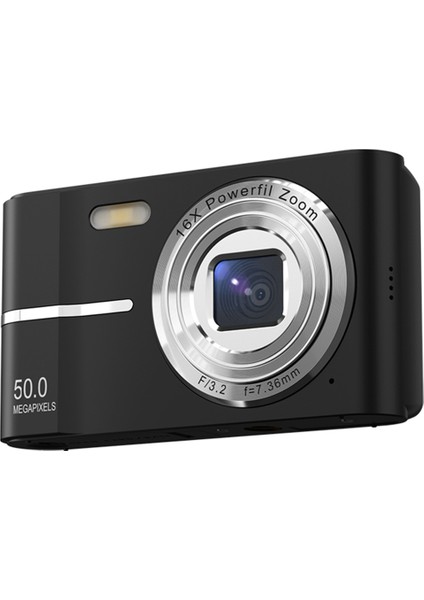 2.4 Inç Retro Dijital Kamera 4K Hd Küçük Taşınabilir Cmos Mini Kamera 50MP 16X Zoom Video Kaydedici Kamera Siyah (Yurt Dışından)