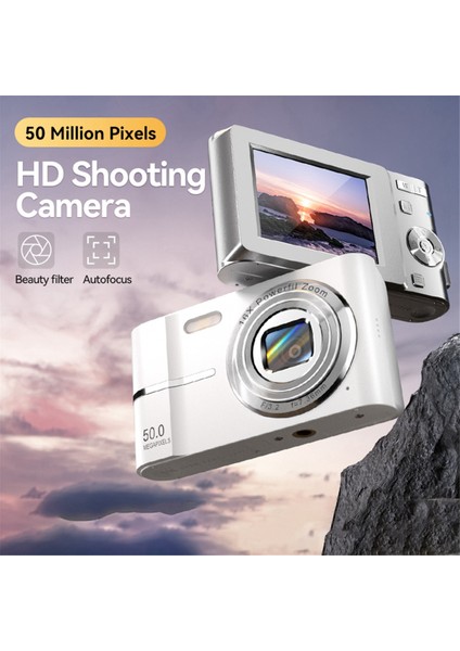 2.4 Inç Retro Dijital Kamera 4K Hd Küçük Taşınabilir Cmos Mini Kamera 50MP 16X Zoom Video Kaydedici Kamera Siyah (Yurt Dışından)
