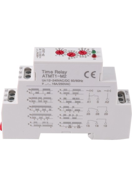 12-240VAC/DC Din Ray Tipi Zaman Geciktirme Rölesi 16A/250VAC Çok Fonksiyonlu Zaman Rölesi 10 Fonksiyon Seçeneği, Atmt1-M2 (Yurt Dışından)