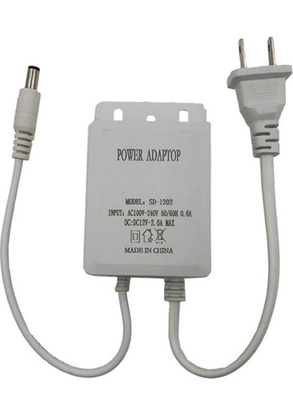 12V 2A Güç Adaptörü Su Geçirmez Güç Gözetim Kamerası Yağmur Geçirmez Güç Adaptörü Işık Şeridi Kaynağı Abd Fişi Beyaz (Yurt Dışından)