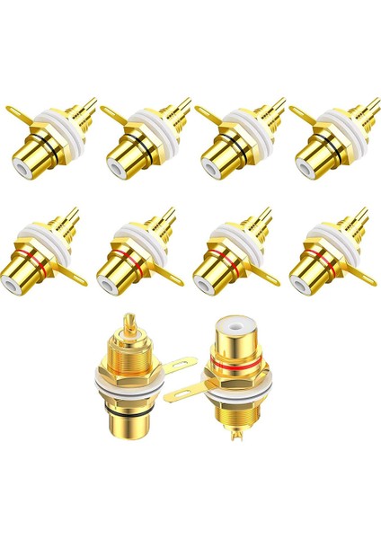 10 Adet Rca Dişi Jak Kaplamalı Rca Konnektörü Altın Panel Montajlı Şasi Ses Soketi Fişi Bölme Somunu Lehim Kabı (Yurt Dışından) fiyatları