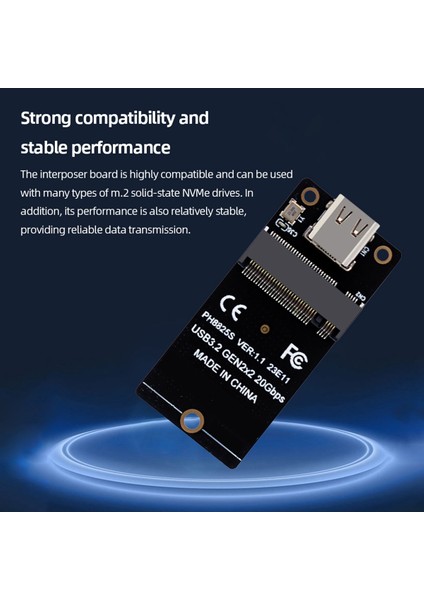 M.2 Tip C SSD Adaptörü ASM2364 Nvme Yükseltici Kurulu 20 Gbps Dönüşüm Kartı 2000 Mb/s SSD 2230/42/60/80 (Yurt Dışından)