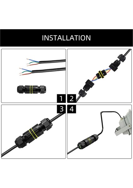 Adet IP68 Su Geçirmez 2 Yollu 3 Çekirdekli Bağlantı Kutusu Elektrik Kablosu Konnektörü M16 Kablo Aralığı (3,5-10 Mm), Açık Hava Onarım Kabloları (Yurt Dışından)