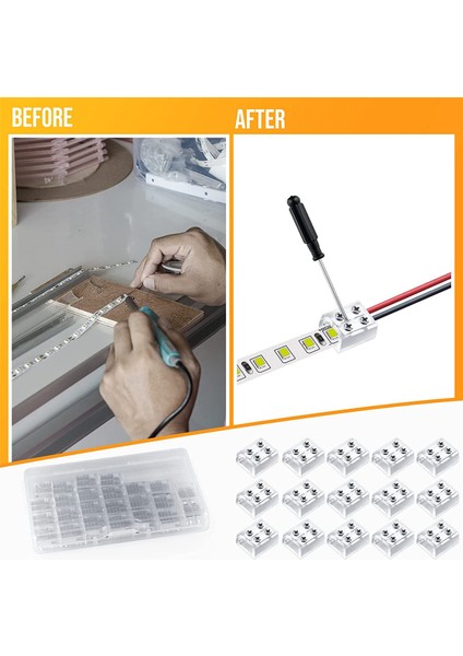 Pin 10 mm Lehimsiz LED Bant Işık Konektörü Tel Terminal Bloğu 5V 12V 24V Tek Renkli LED Şerit Işıklar, 30 Adet (Yurt Dışından)