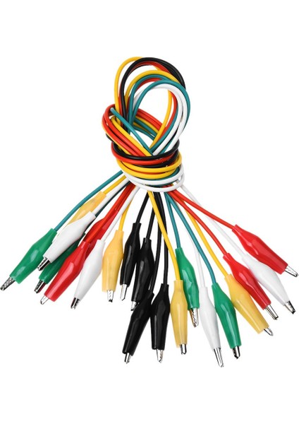 10 Adet 5 Renkli Çift Uçlu Timsah Klipler Test Ucu Jumper Tel 50 cm (Yurt Dışından)