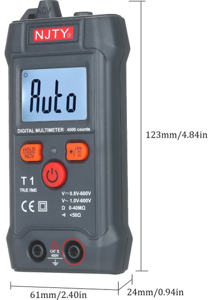 Njty Otomatik Aralık Gerçek Rms 4000 Sayım Ncv LCD Dijital Multimetre (Yurt Dışından) fiyatları