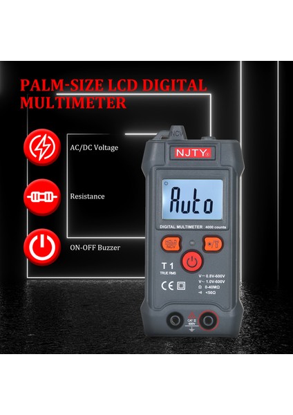 Njty Otomatik Aralık Gerçek Rms 4000 Sayım Ncv LCD Dijital Multimetre (Yurt Dışından) fırsatları