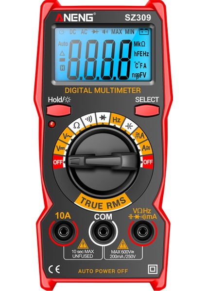 SZ309 Akıllı Multimetre Yüksek Hasiyetli LCD Aydınlatmalı Ac/dc Voltaj Akım Ölçer (Yurt Dışından)