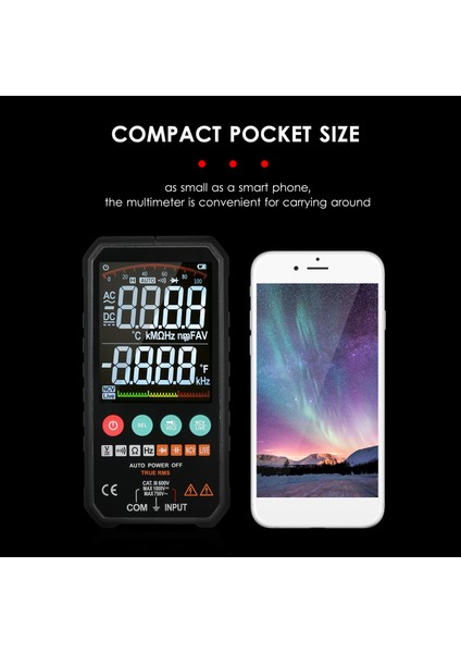 Süper Ince Dijital Multimetre 3.3 LCD Gerçek Rms 6000 Ölçüm (Yurt Dışından)
