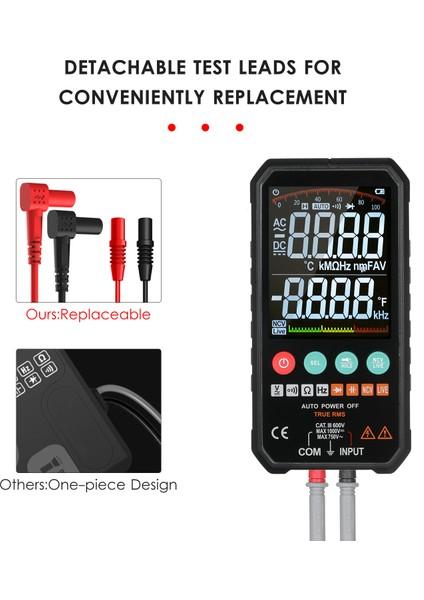 Süper Ince Dijital Multimetre 3.3 LCD Gerçek Rms 6000 Ölçüm (Yurt Dışından)