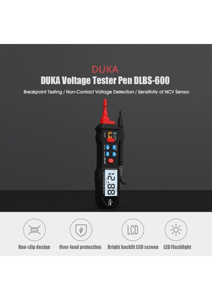 DLBS-600 Temasız Voltaj Test Kalemi LCD Ekranlı LED El Fenerli (Yurt Dışından)