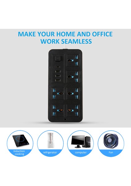 6'lı Akıllı Priz Şeridi - Aşırı Gerilim Korumalı, 3 USB Type-C Port (Yurt Dışından)
