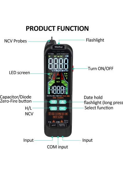 FY158A Taşınabilir Otomatik Aralıklı Dijital Multimetre (Yurt Dışından) fiyatları