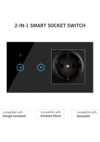 Wi-Fi 2'li Akıllı Priz, Dokunmatik Ses Kontrolü Alexa ve Google Assistant Uyumlu Avrupa Modeli (Yurt Dışından)