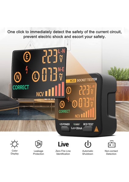 0.1-250V 8 LED Ev & Profesyonel Priz ve Devre Analiz Cihazı (Yurt Dışından)