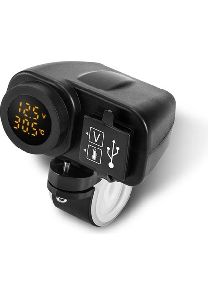 Çift USB Hızlı Şarj Motosiklet Kamyon LED Voltaj Sıcaklık Göstergeli Prizi (Yurt Dışından)