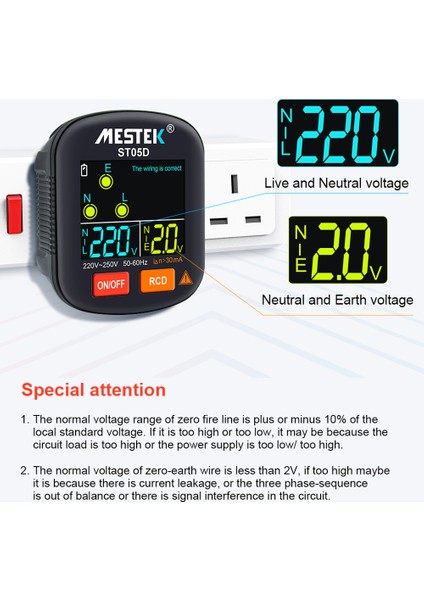 30-250V Taşınabilir Prize Test Cihazı, Rcd Voltaj Dedektörü ve Toprak Polarite Kontrolü Renkli Ekran (Yurt Dışından) fırsatları