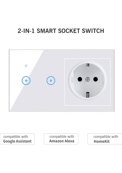 2'li Dokunmatik Ses Kontrollü Wi-Fi Akıllı Duvar Priz, Alexa, Google (Yurt Dışından)