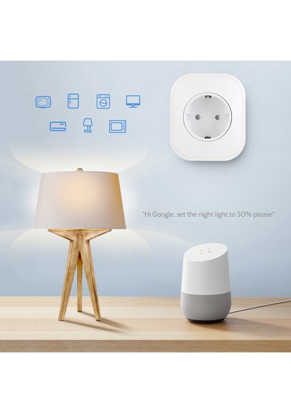 Beyaz Wifi Akıllı Priz Eu Fiş Alexa Google Assistant Uyumlu (Yurt Dışından)