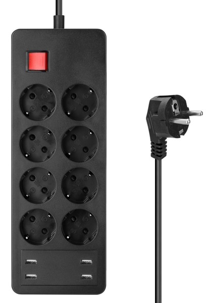 8AC 4usb Anahtarlı Eu Çoklu Priz (Yurt Dışından)