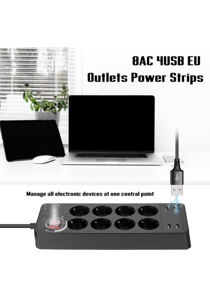 8AC 4usb Anahtarlı Eu Çoklu Priz (Yurt Dışından)